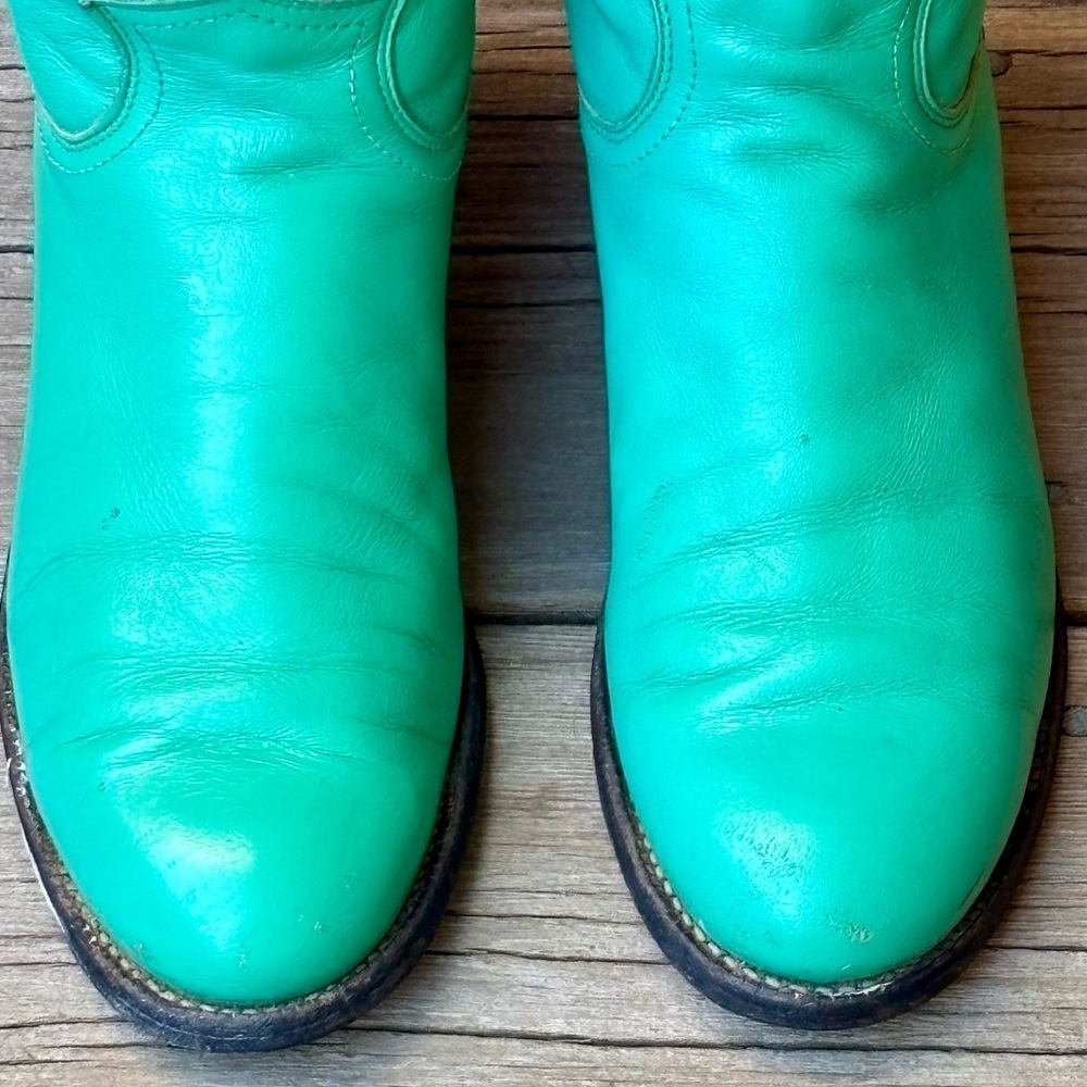 Justin L3730 Women’s Turquoise Leather Western Roper Cowboy Boots 5.5B - Picture 3 of 8